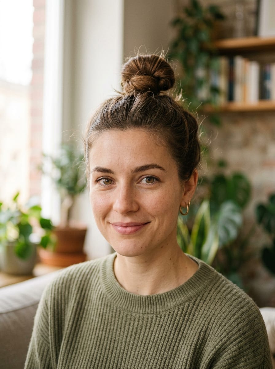 Kleiner Top Knot - Dutt Frisur mittellang